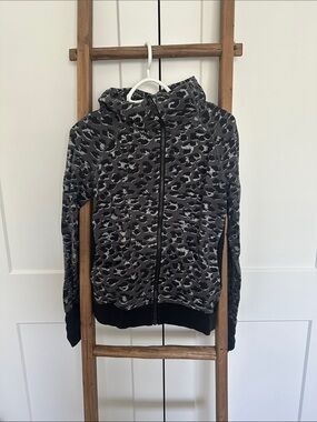 lululemon athletica Black and Gray Leopard Zip Hoodie